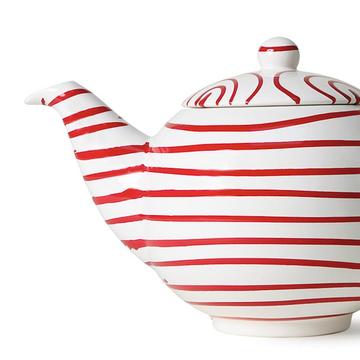 Teekanne mit roten Streifen von Gmundner Keramik